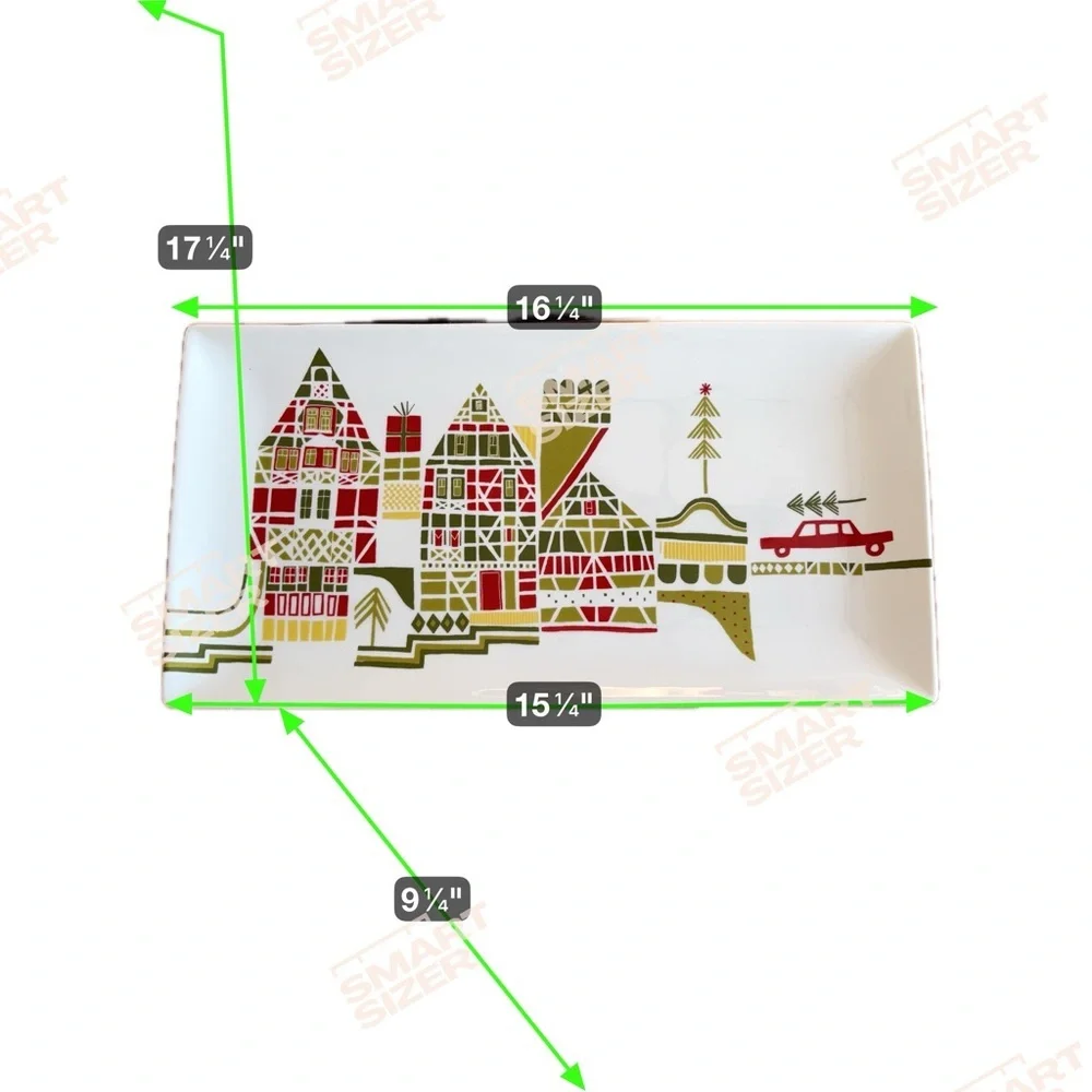 Crate & Barrel Christmas Serving Platter Tray Yule Town Holiday Julia Rothman